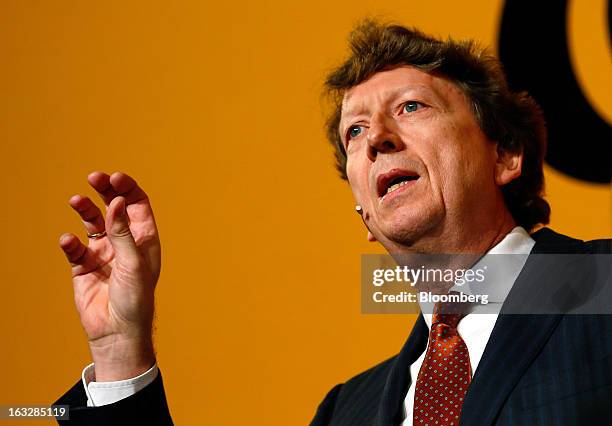 Wolfgang Schaefer, chief financial officer of Continental AG, speaks during a news conference to announce earnings in Frankfurt, Germany, on...