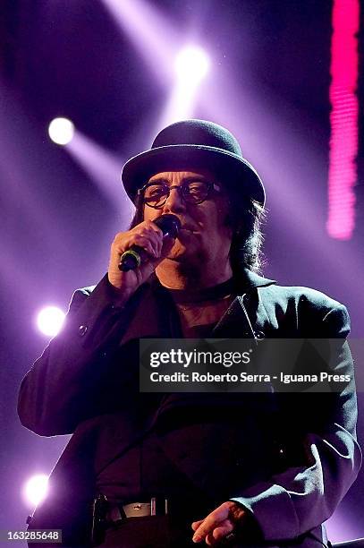 Italian musician and author Renato Zero performs the Lucio Dalla Tribute at Piazza Maggiore on March 4, 2013 in Bologna, Italy.