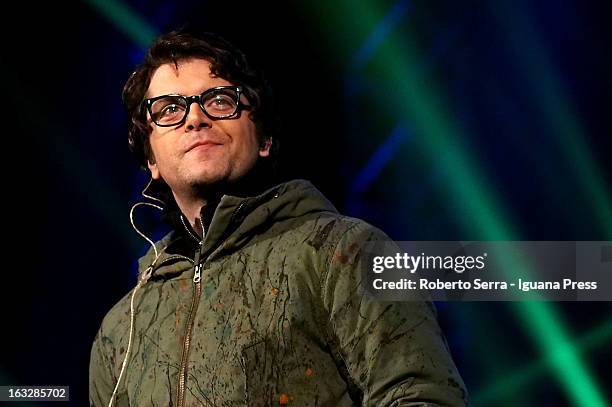 Italian musician and author Samuele Bersani performs the Lucio Dalla Tribute at Piazza Maggiore on March 4, 2013 in Bologna, Italy.