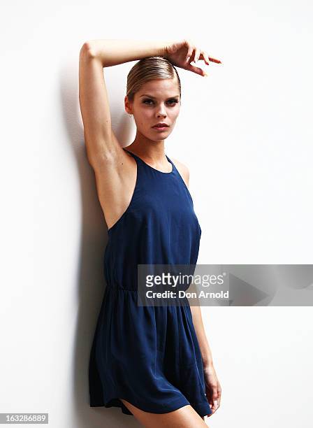 Model poses backstage during Fashion Palette 2013 at Australian Technology Park on March 7, 2013 in Sydney, Australia.