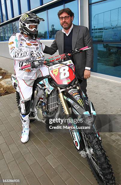 Motocross World Champion Kiara Fontanesi and General Manager of Parma FC Pietro Leonardi during a visit at the club's training ground on March 6,...