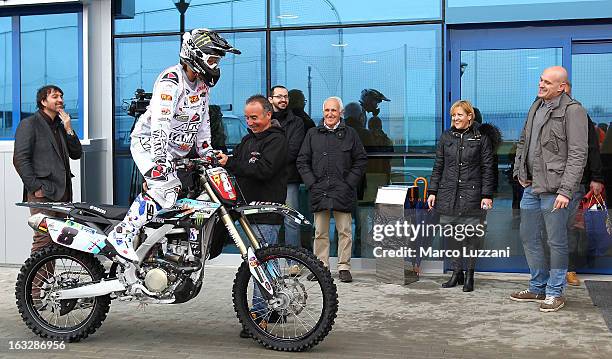 Motocross World Champion Kiara Fontanesi Meets Parma FC at the club's training ground on March 6, 2013 in Collecchio, Italy.