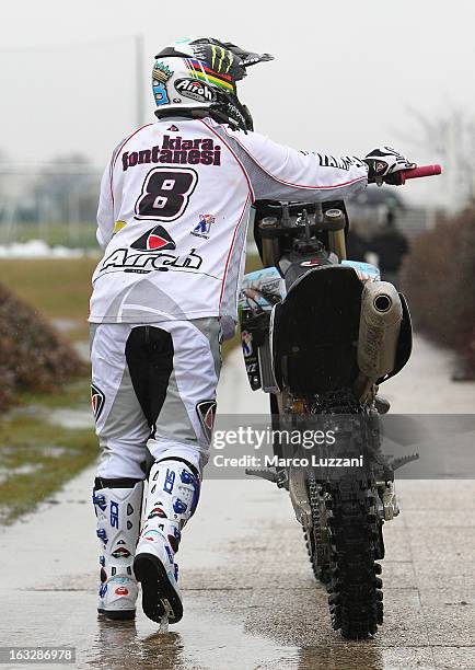 Motocross World Champion Kiara Fontanesi Meets Parma FC at the club's training ground on March 6, 2013 in Collecchio, Italy.