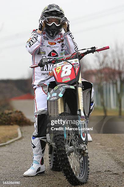 Motocross World Champion Kiara Fontanesi Meets Parma FC at the club's training ground on March 6, 2013 in Collecchio, Italy.