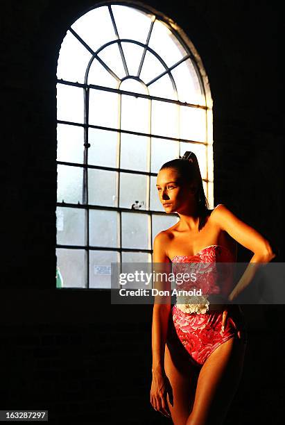 Model poses backstage during Fashion Palette 2013 at Australian Technology Park on March 7, 2013 in Sydney, Australia.