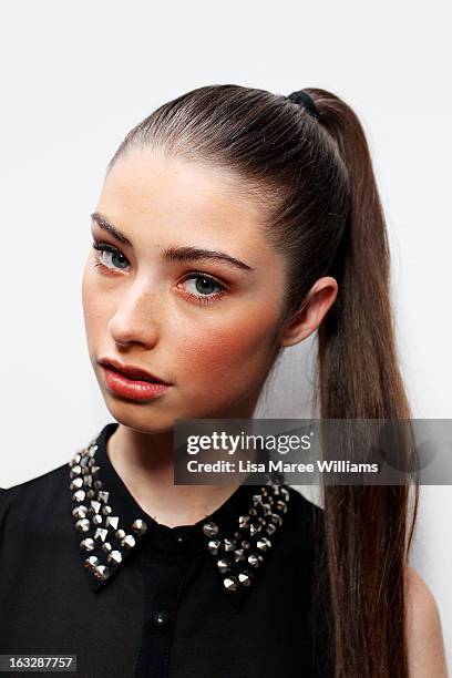 Model poses backstage during Fashion Palette 2013 at The Australian Technology Park on March 7, 2013 in Sydney, Australia.