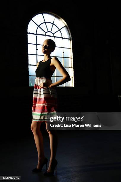 Model poses backstage during Fashion Palette 2013 at The Australian Technology Park on March 7, 2013 in Sydney, Australia.