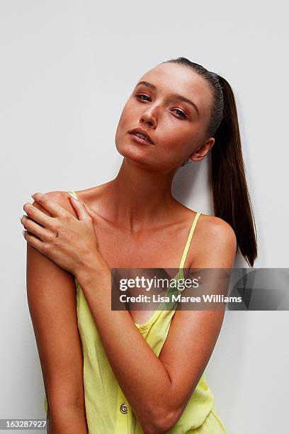 Model poses backstage during Fashion Palette 2013 at The Australian Technology Park on March 7, 2013 in Sydney, Australia.