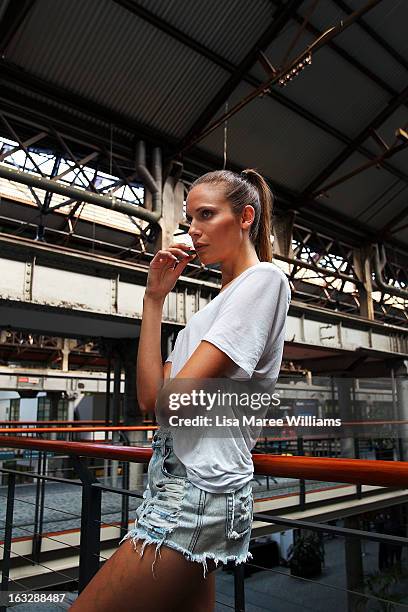 Model poses backstage during Fashion Palette 2013 at The Australian Technology Park on March 7, 2013 in Sydney, Australia.