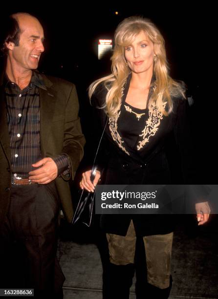 Actress Heather Thomas and date Harry M. Brittenham on November 10, 1990 dining at Spago in West Hollywood, California.