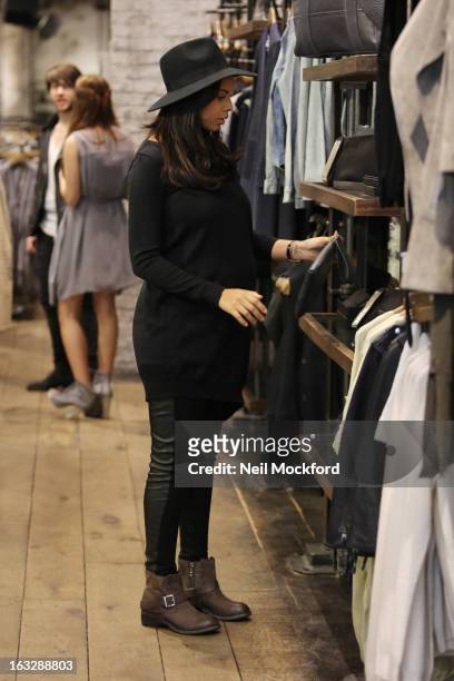 Rochelle Humes is sighted shopping at All Saints on March 7, 2013 in London, England.