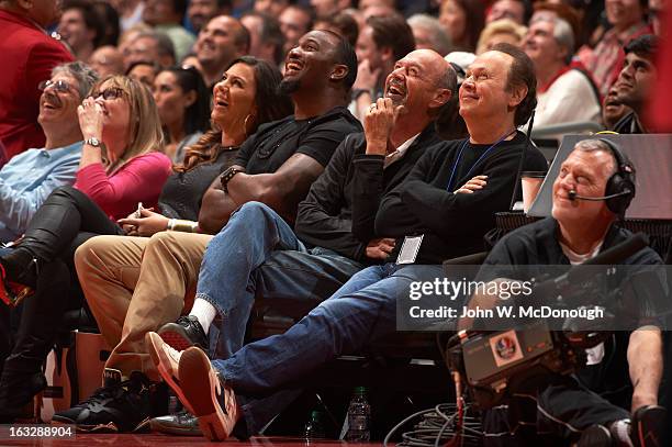 Celebrity actor and Los Angeles Clippers fan Billy Crystal sitting courtside during game vs Oklahoma City Thunder at Staples Center. Los Angeles, CA...