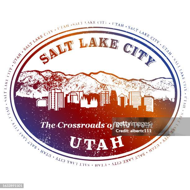 salt lake city vintage stamp - salt lake city stock illustrations