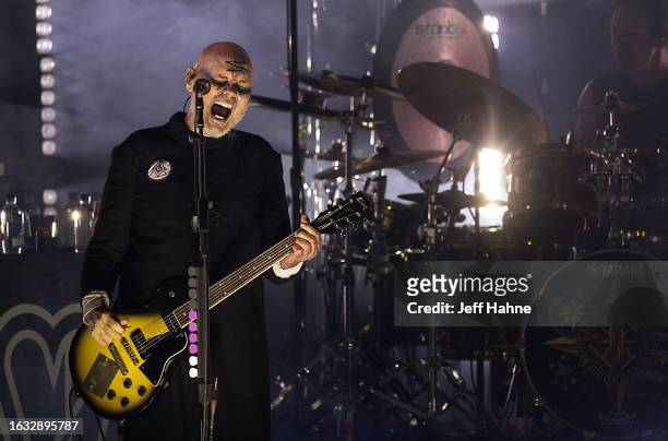 Singer/guitarist Billy Corgan of Smashing Pumpkins performs at PNC Music Pavilion on August 22, 2023 in Charlotte, North Carolina.