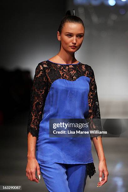Model showcases designs by Mossee on the runway during Fashion Palette 2013 on March 7, 2013 in Sydney, Australia.