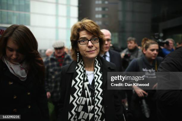 Vicky Pryce, ex-wife of Chris Huhne, leaves Southwark Crown Court after being found guilty of perverting the course of justice, on March 7, 2013 in...