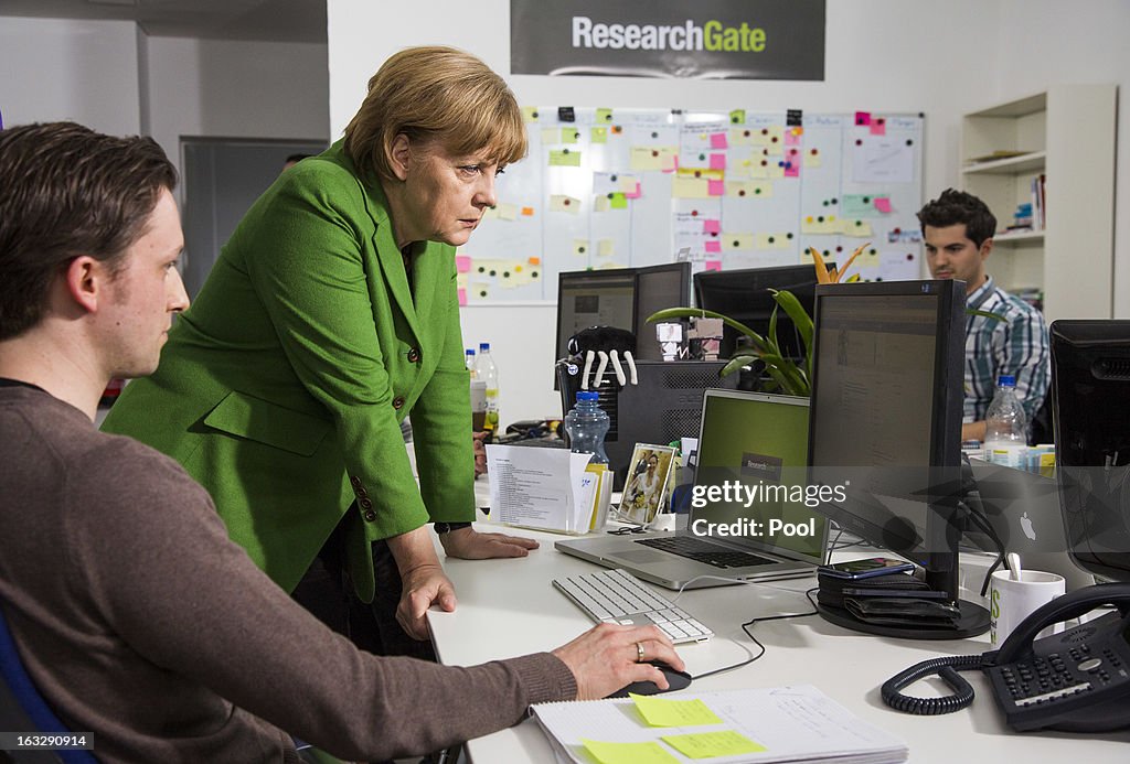 Merkel Visits Berlin Startup Companies