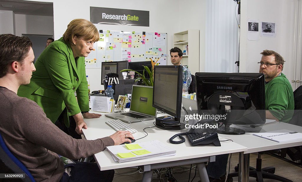 Merkel Visits Berlin Startup Companies