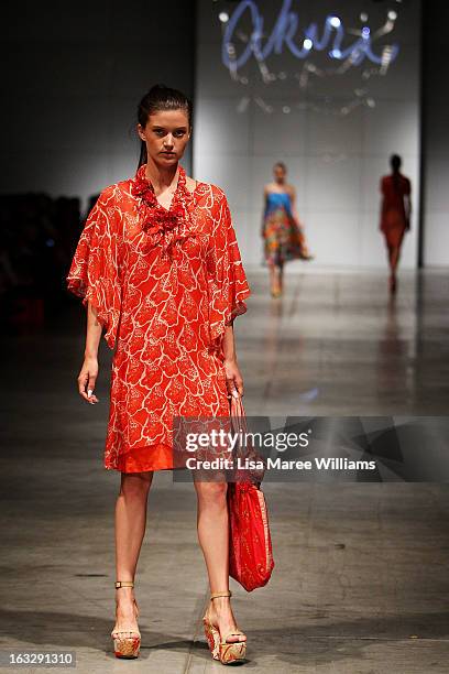 Model showcases designs by Akira on the runway during Fashion Palette 2013 on March 7, 2013 in Sydney, Australia.