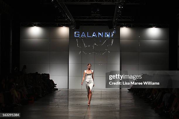 Model showcases designs by Galanni on the runway during Fashion Palette 2013 on March 7, 2013 in Sydney, Australia.