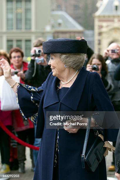 Queen Beatrix of The Netherlands attends the National Minorities conference on March 7, 2013 in The Hague, Netherlands.