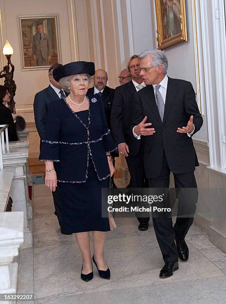 Queen Beatrix of The Netherlands and High Commissioner on Minorities Knut Vollebaek attend the National Minorities conference on March 7, 2013 in The...