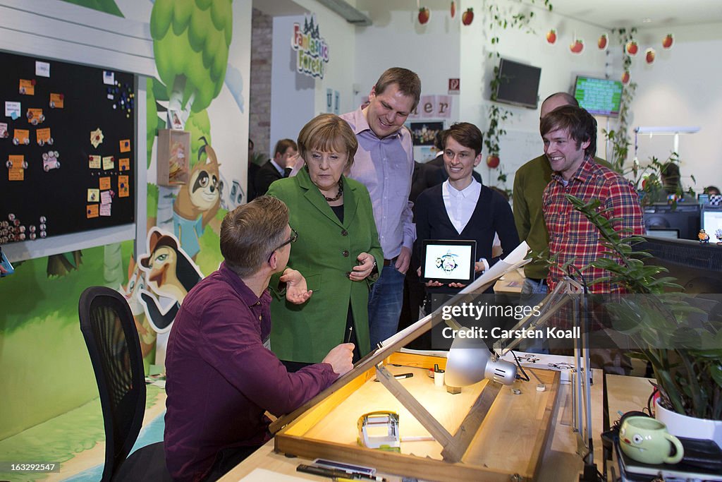 Merkel Visits Berlin Startup Companies