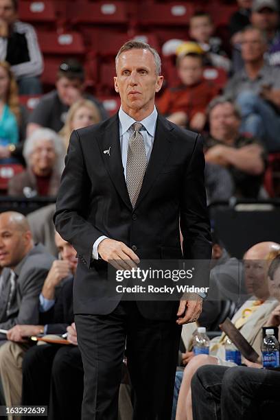 Head Coach Mike Dunlap of the Charlotte Bobcats in a game against the Sacramento Kings on March 3, 2013 at Sleep Train Arena in Sacramento,...