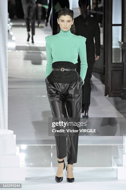 Model walks the runway during the Vionnet Fall/Winter 2013 Ready-to-Wear show as part of Paris Fashion Week on March 6, 2013 in Paris, France.