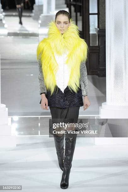 Model walks the runway during the Vionnet Fall/Winter 2013 Ready-to-Wear show as part of Paris Fashion Week on March 6, 2013 in Paris, France.