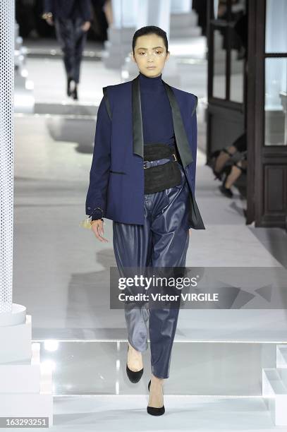 Model walks the runway during the Vionnet Fall/Winter 2013 Ready-to-Wear show as part of Paris Fashion Week on March 6, 2013 in Paris, France.