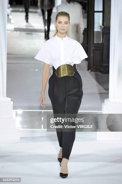 Model walks the runway during the Vionnet Fall/Winter 2013 Ready-to-Wear show as part of Paris Fashion Week on March 6, 2013 in Paris, France.