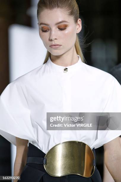 Model walks the runway during the Vionnet Fall/Winter 2013 Ready-to-Wear show as part of Paris Fashion Week on March 6, 2013 in Paris, France.