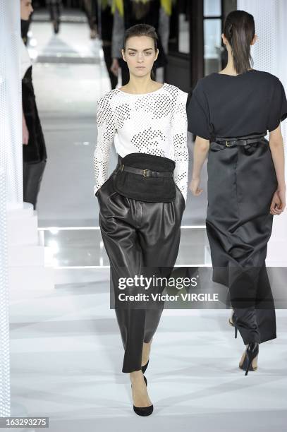 Model walks the runway during the Vionnet Fall/Winter 2013 Ready-to-Wear show as part of Paris Fashion Week on March 6, 2013 in Paris, France.