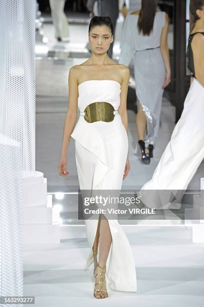 Model walks the runway during the Vionnet Fall/Winter 2013 Ready-to-Wear show as part of Paris Fashion Week on March 6, 2013 in Paris, France.