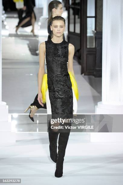 Model walks the runway during the Vionnet Fall/Winter 2013 Ready-to-Wear show as part of Paris Fashion Week on March 6, 2013 in Paris, France.