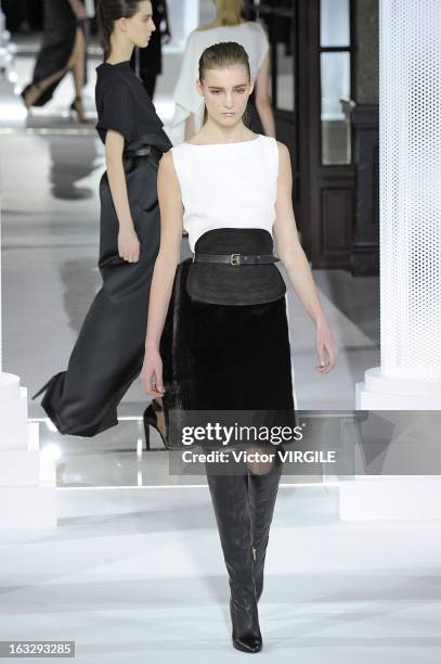 Model walks the runway during the Vionnet Fall/Winter 2013 Ready-to-Wear show as part of Paris Fashion Week on March 6, 2013 in Paris, France.