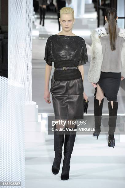 Model walks the runway during the Vionnet Fall/Winter 2013 Ready-to-Wear show as part of Paris Fashion Week on March 6, 2013 in Paris, France.