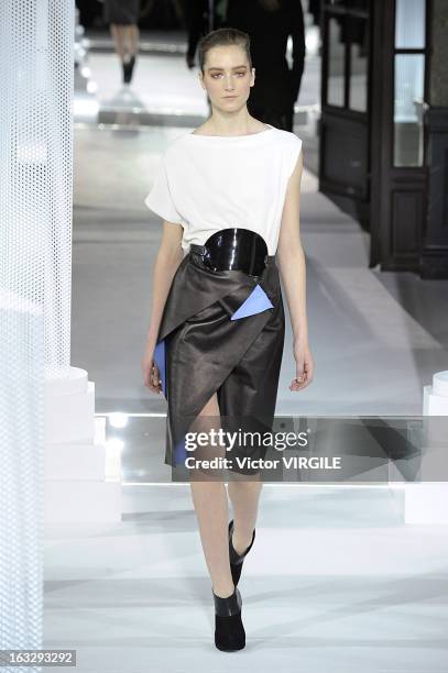 Model walks the runway during the Vionnet Fall/Winter 2013 Ready-to-Wear show as part of Paris Fashion Week on March 6, 2013 in Paris, France.