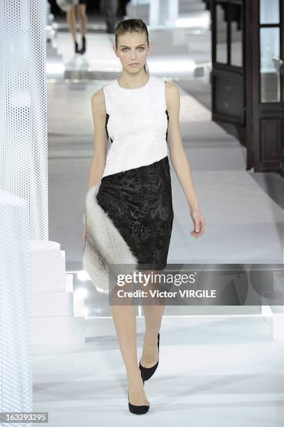 Model walks the runway during the Vionnet Fall/Winter 2013 Ready-to-Wear show as part of Paris Fashion Week on March 6, 2013 in Paris, France.