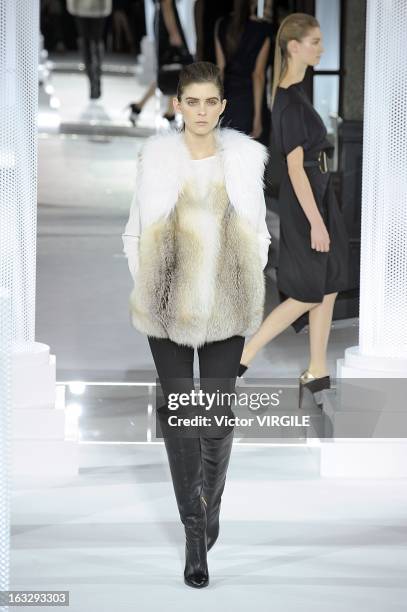 Model walks the runway during the Vionnet Fall/Winter 2013 Ready-to-Wear show as part of Paris Fashion Week on March 6, 2013 in Paris, France.