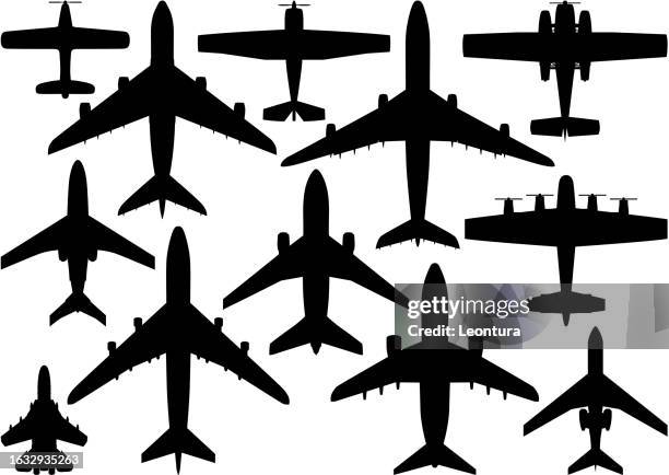 stockillustraties, clipart, cartoons en iconen met airplanes from above - propeller plane