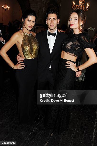 Brenda Costa, Karim Al-Fayed and Masha Markova attend The Jasmine Ball in aid of UNICEF's Children of Syria Emergency Appeal at One Mayfair on March...