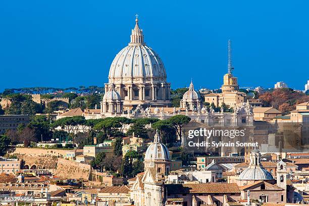 elevated view of rome and vatican city - città del vaticano foto e immagini stock