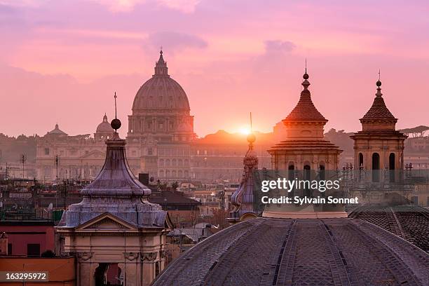 st peter's basilica, from the pincio - rome italy stock pictures, royalty-free photos & images