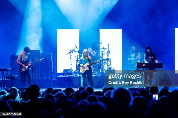 Alec O'Hanley, Molly Rankin, Sheridan Riley, Abbey Blackwell and Kerri MacLellan of Alvvays perform during the 2023 BRIC Celebrate Brooklyn concert...