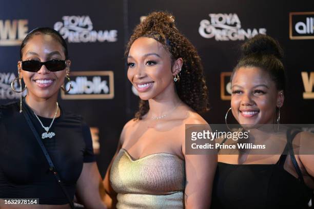 Bahja Rodriguez, Zonnique Pullins and Breaunna Womack attend "Toya And Reginae" WE Tv Docu-Series Screening at IPIC Theaters at Colony Square on...