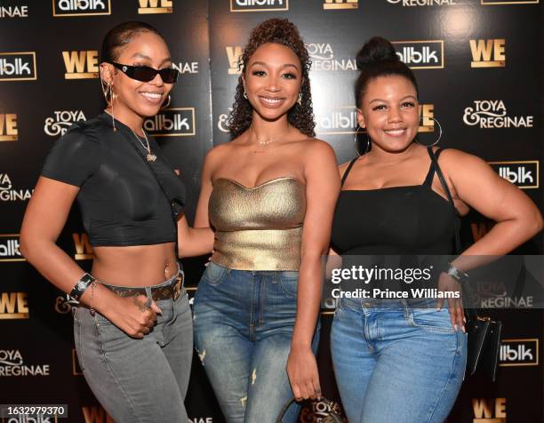 Bahja Rodriguez, Zonnique Pullins and Breaunna Womack attend "Toya And Reginae" WE Tv Docu-Series Screening at IPIC Theaters at Colony Square on...