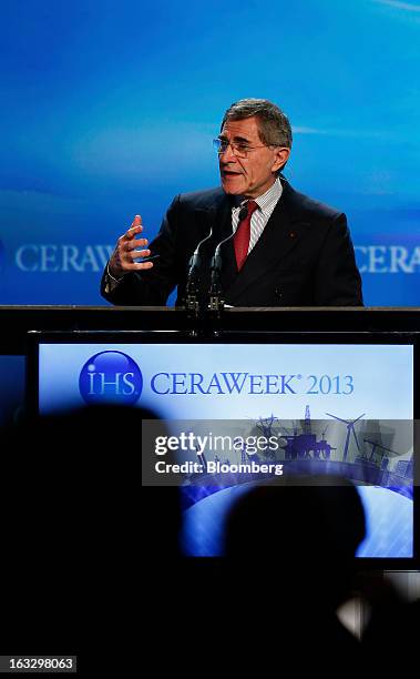 Gerard Mestrallet, chief executive officer of GDF Suez, speaks at the 2013 IHS CERAWeek conference in Houston, Texas, U.S., on Thursday, March 7,...