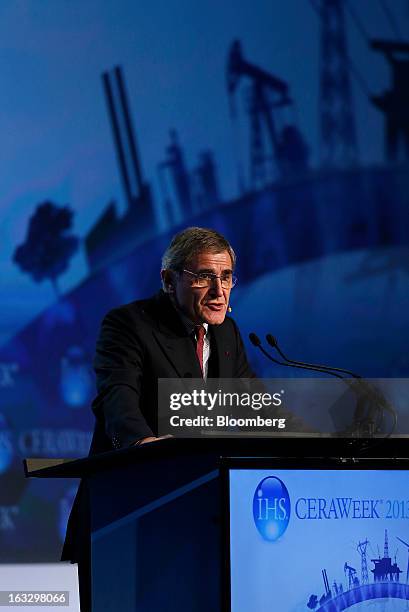 Gerard Mestrallet, chief executive officer of GDF Suez, speaks at the 2013 IHS CERAWeek conference in Houston, Texas, U.S., on Thursday, March 7,...